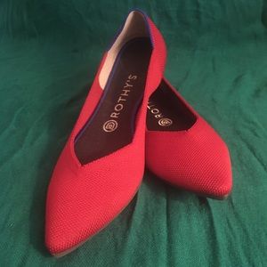 Rothy's red point flats, size 9